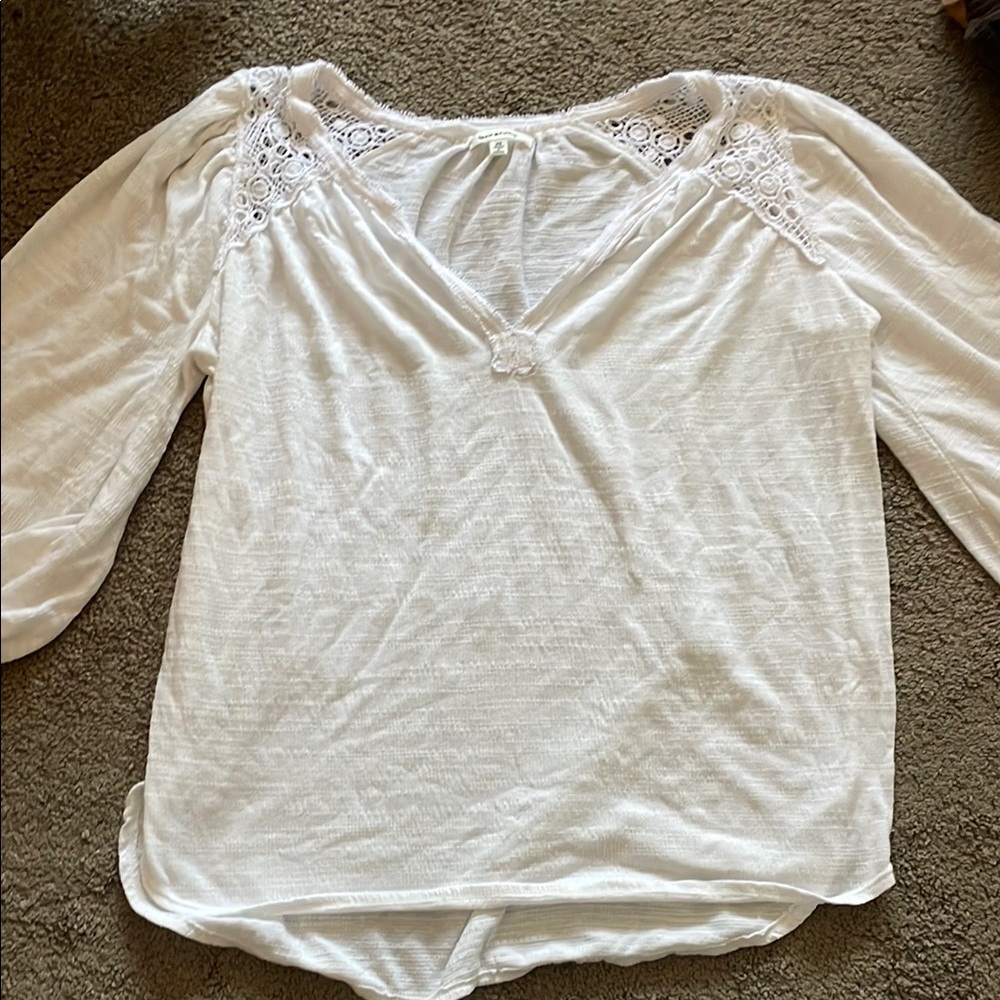 White Lace Detail Women's Top